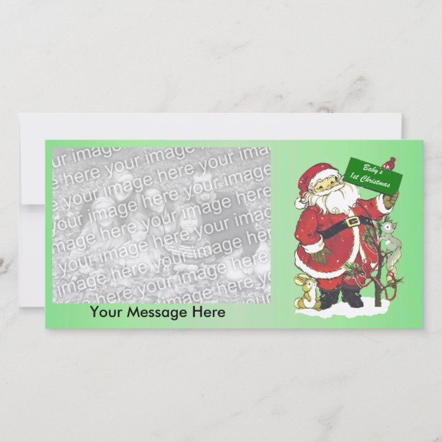 Cartão De Festividades Papais noeis bonitos Animais de Árvore Bebê Primei (Frente)