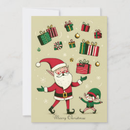Cartão De Festividades Papais noeis bonitos e Natal personalizado do Elf