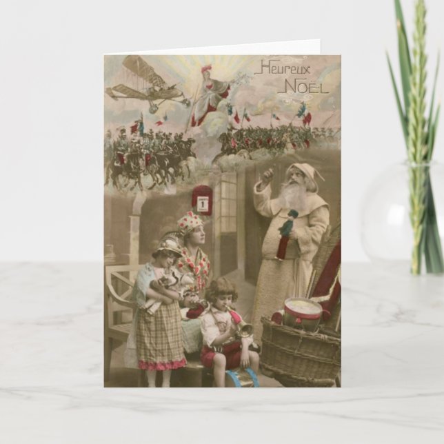 Cartão De Festividades Papais noeis - brinquedos - avião - França WWI #X0 (Frente)