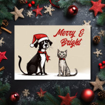 Papais noeis Cachorros e Felizes de Gato e Natal B