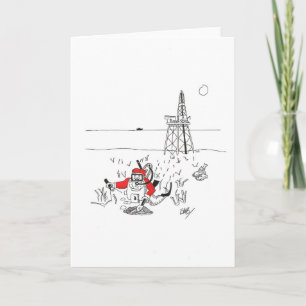 Cartão De Festividades Papais noeis cavando óleo