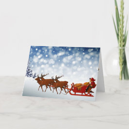 Cartão De Festividades Papais noeis clássicos de neve Reindeer Sleigh Nat