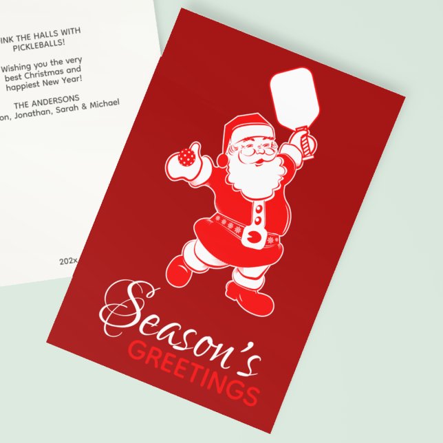Cartão De Festividades Papais noeis clássicos de picleball - Natal azul (Criador carregado)