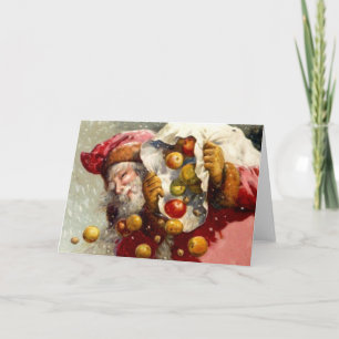 Cartão De Festividades Papais noeis com Maçã Maçã Antigua