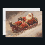 Cartão De Festividades Papais noeis com neve alegre Vintagem de Natal<br><div class="desc">O Papai Noel trava no cartão de saudação de Natal da neve. Personalizado no verso com sua mensagem e seu nome. Entre em contato comigo para obter assistência com sua personalização ou para solicitar outros produtos Zazzle correspondentes ou coordenadores.</div>