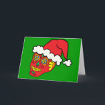 Cartão De Festividades Papais noeis Crânio<br><div class="desc">Cartão de saudação do crânio do Papai noel. A cor de fundo pode ser personalizada.</div>