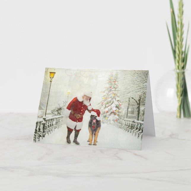 Cartão De Festividades Papais noeis da cidade e Leonberger (Frente)