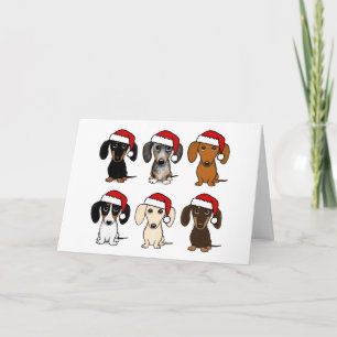 Cartão De Festividades Papais noeis Dachshances Cute Wiener Cães Natal