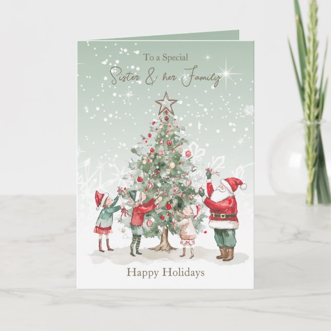 Cartão De Festividades Papais noeis de Árvore de Natal da Família Sistina (Frente)