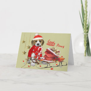 Cartão De Festividades Papais noeis de beagle e presentes de amigos