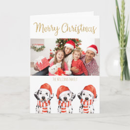 Cartão De Festividades Papais noeis de Cão Dalmático Feliz Natal com Foto