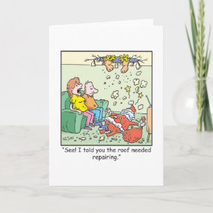 Cartão De Festividades Papais noeis de Cartoon de Natal Caindo Por