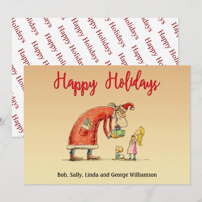 Cartão De Festividades Papais noeis de cartoons divertidos oferecem boas  (Frente/Verso)