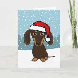 Cartão De Festividades Papais noeis de Chocolate Dachshund Feliz Natal