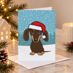 Cartão De Festividades Papais noeis de Chocolate Dachshund Feliz Natal