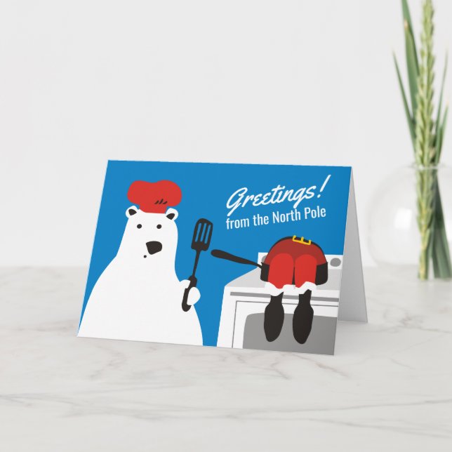 Cartão De Festividades papais noeis de cozinhar de urso polar humor de Na (Frente)