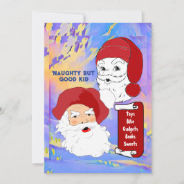 Cartão De Festividades Papais noeis De Crianças Boas E Malditas Lista Azu