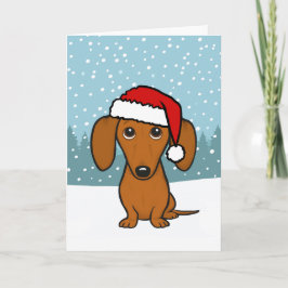 Cartão De Festividades Papais noeis de Dachshund - Festa de inverno