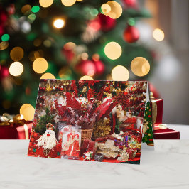 Cartão De Festividades Papais noeis de exibição da Loja de Natal no Cartã
