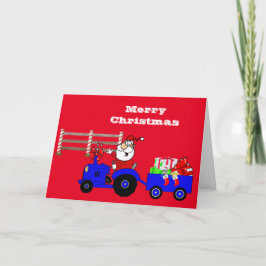 Cartão De Festividades Papais noeis De fazenda No Trator Com Presentes