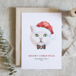 Cartão De Festividades Papais noeis de Gato de Cabeça Branca Britânica e<br><div class="desc">Feliz Natal! Envie cartões de natal para a família e amigos com um cartão de Natal com tema de gato. Ele apresenta uma ilustração aquática de um gato branco e bonito de shorthair britânico com um chapéu de Papai Noel e gravata de arco tartan. Os textos são perfeitamente editáveis. Personalize...</div>