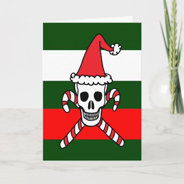 Cartão De Festividades Papais noeis de Natal Caveira e Crossbones (Frente)