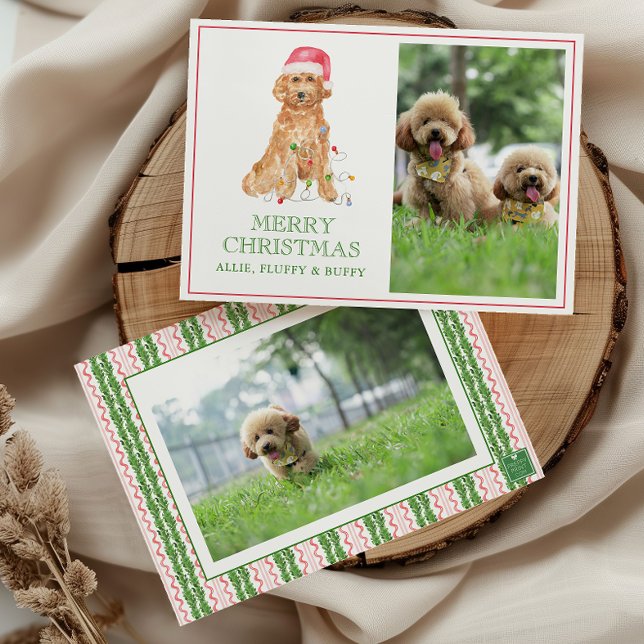 Cartão De Festividades Papais noeis de Natal com Aquarela Foto de Cachorr (Criador carregado)