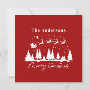 Cartão De Festividades Papais noeis de Natal e dorso de renas