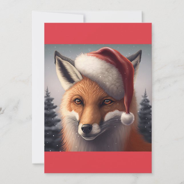 Cartão De Festividades Papais noeis de Natal Fox T-Shirt (Frente)