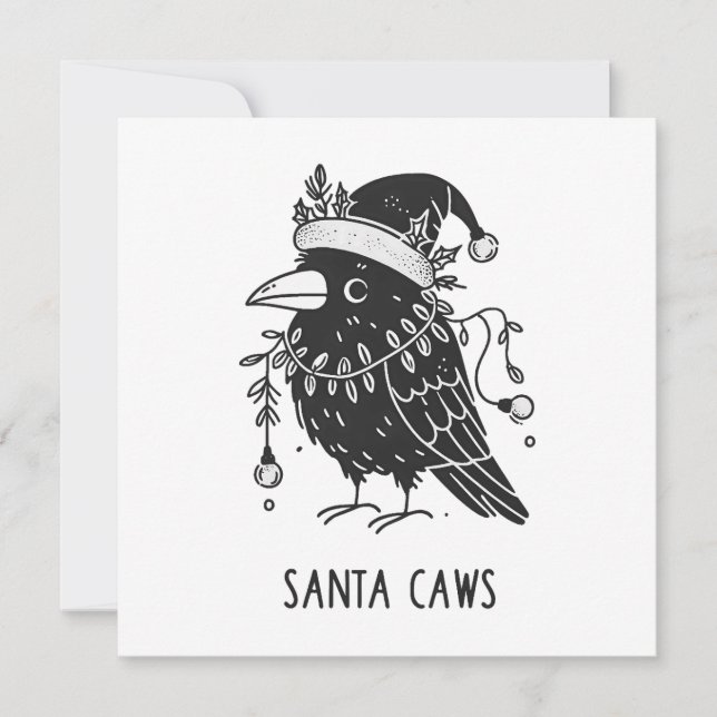 Cartão De Festividades Papais noeis de Natal Raven (Frente)