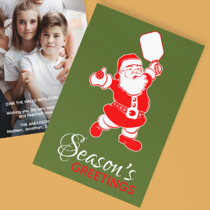 Cartão De Festividades Papais noeis de Pickleball Clássicos Foto de Natal