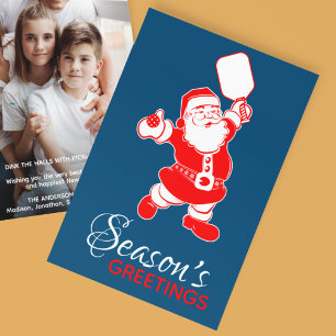 Cartão De Festividades Papais noeis de Pickleball Clássicos Foto de Natal