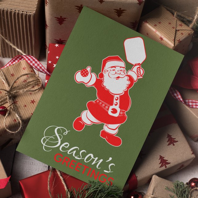 Cartão De Festividades Papais noeis de Pickleball Clássicos Foto de Natal (Criador carregado)