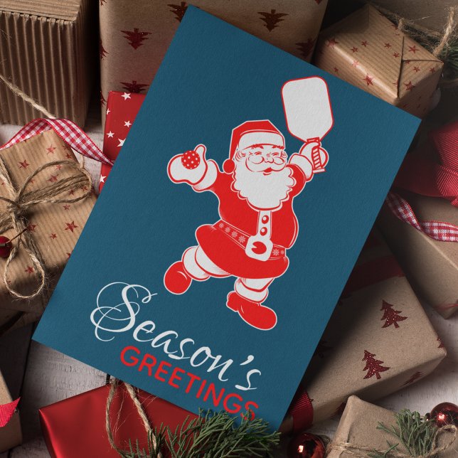 Cartão De Festividades Papais noeis de Pickleball Clássicos Foto de Natal (Criador carregado)