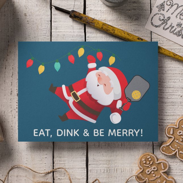 Cartão De Festividades Papais noeis de picleball azul Foto de Natal (Criador carregado)