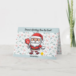 Cartão De Festividades Papais noeis de picleball de Natal pastel