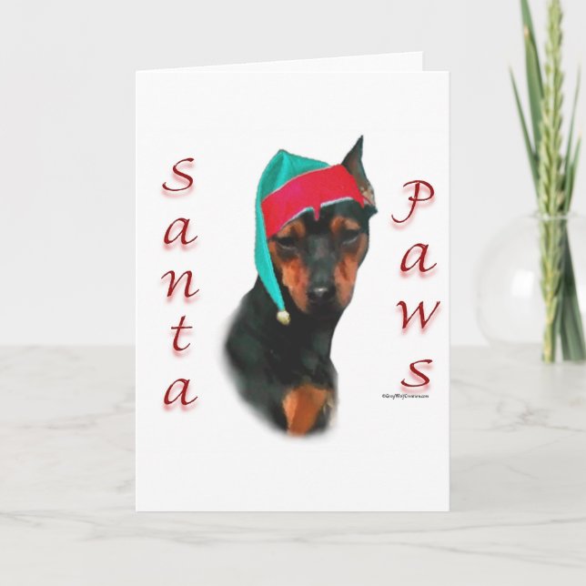 Cartão De Festividades Papais noeis de Pinscher Miniatura (Frente)