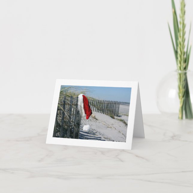 Cartão De Festividades Papais noeis de praia (Frente)