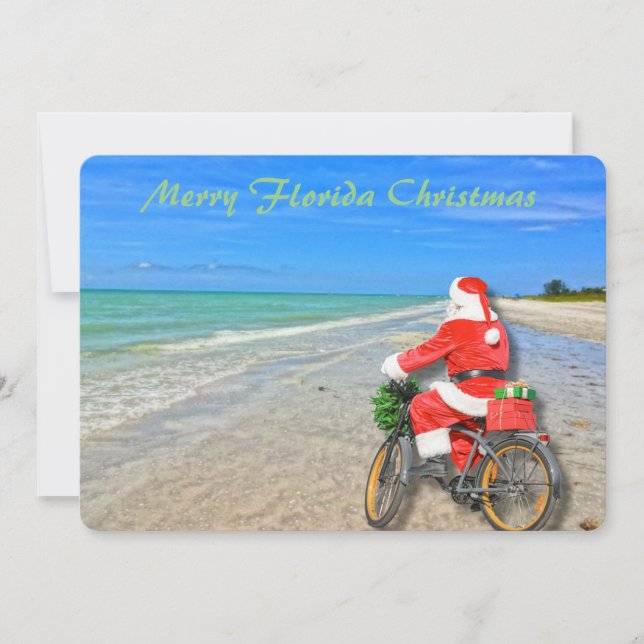 Cartão De Festividades Papais noeis de praia de Sanibel Island natalino d (Frente)