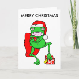 Cartão De Festividades Papais noeis de Sapo engraçados Feliz Natal