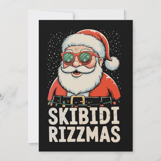 Cartão De Festividades Papais noeis de Skibidi Rizzmas Férias de Natal Ri (Frente)