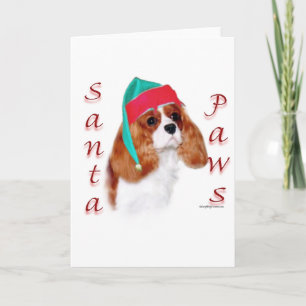 Cartão De Festividades Papais noeis de Toy Spaniel Inglês