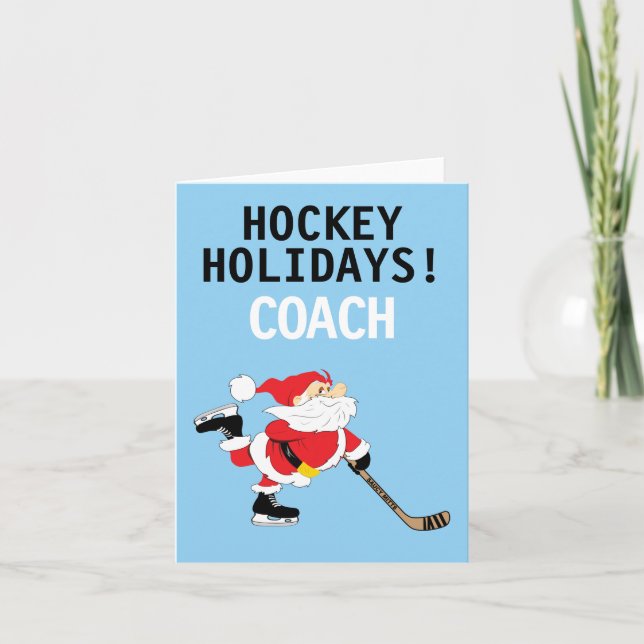 Cartão De Festividades Papais noeis de treinadores de Hockey Holidays Pes (Frente)
