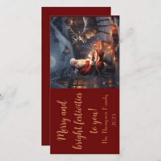 Cartão De Festividades Papais noeis de vinheta e placa personalizada de r