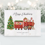 Cartão De Festividades Papais noeis de Vintage Comboio de Natal Não Foto<br><div class="desc">Deseje aos seus amigos e família uma feliz temporada de férias com este design de trem de Natal vintage,  Papais noeis. Personalize com seu cartões de natal e seu nome de família.</div>