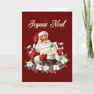 Cartão De Festividades Papais noeis de Vintage de Natal Vermelho para Joy
