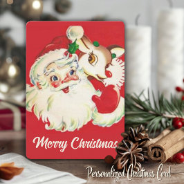 Cartão De Festividades Papais noeis de Vintage Retroativa com o Natal Per