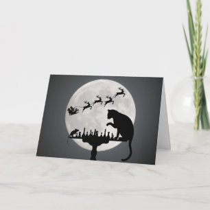 Cartão De Festividades Papais noeis de xadrez com lua cheia Natal para o