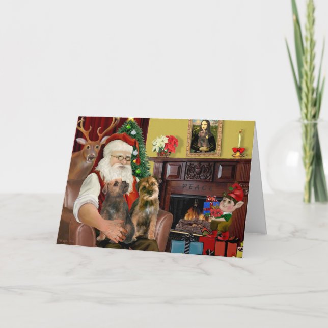 Cartão De Festividades Papais noeis - Dois Terrenos de Fronteira (Frente)