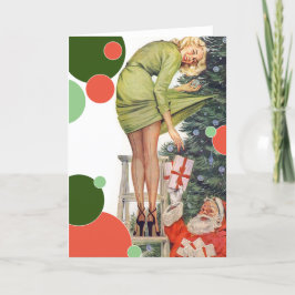 Cartão De Festividades Papais noeis e Pinup Girl personalizáveis